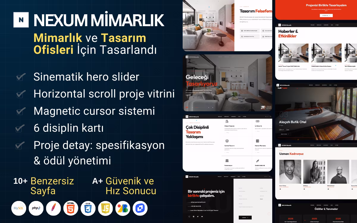NEXUM Mimarlık - Premium Mimarlık Ofisi Web Sitesi Teması