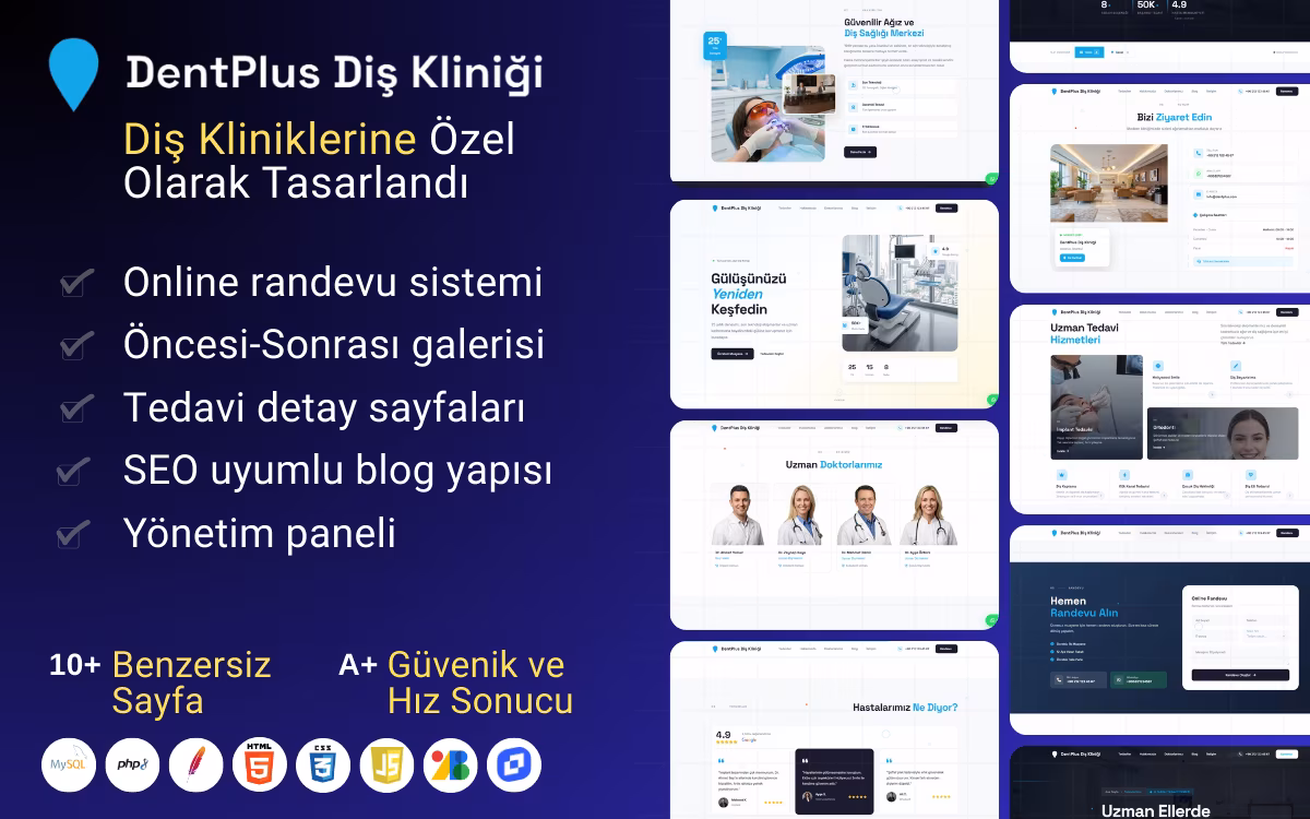 DentPlus - Diş Kliniği Profesyonel Web Sitesi