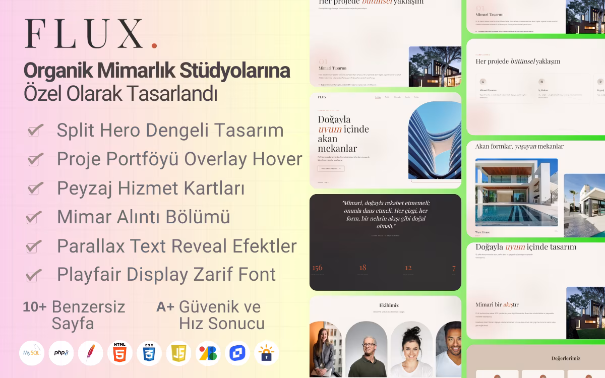 FLUX - Organik Mimarlık Stüdyosu Web Sitesi Teması
