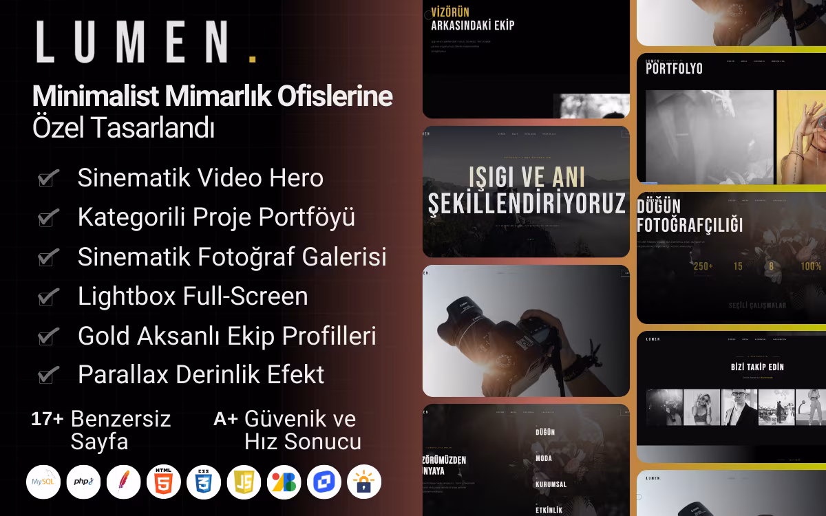Lumen Studio - Fotoğraf Stüdyosu Web Sitesi Teması