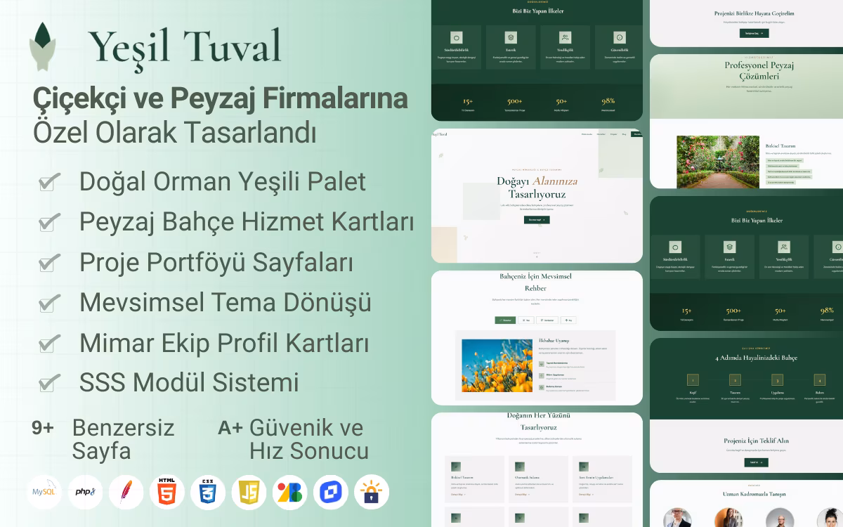 Yeşil Tuval - Çiçekçi ve Peyzaj Web Sitesi Teması