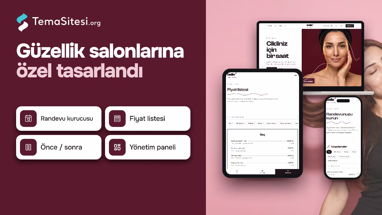 Bella Studio - Güzellik Salonu ve Kuaför Web Sitesi Teması