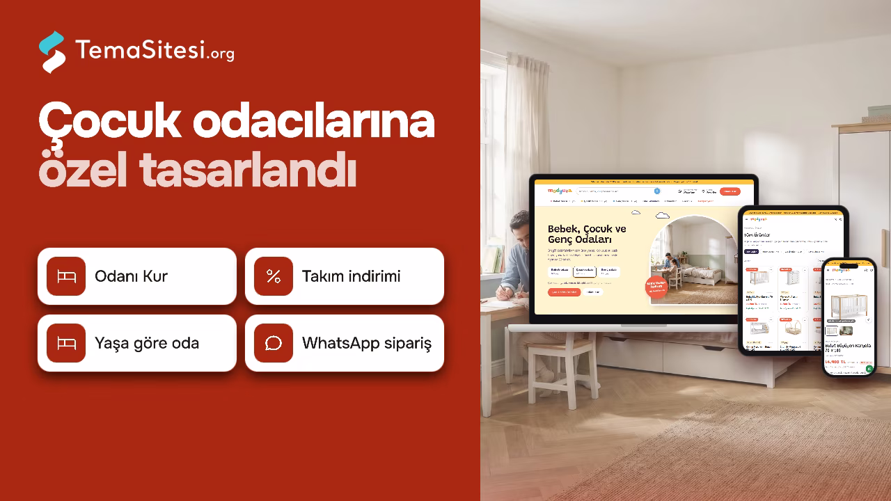 Modyuva - Bebek, Çocuk ve Genç Odası Mobilyası Satan Firmalar için Web Sitesi Teması