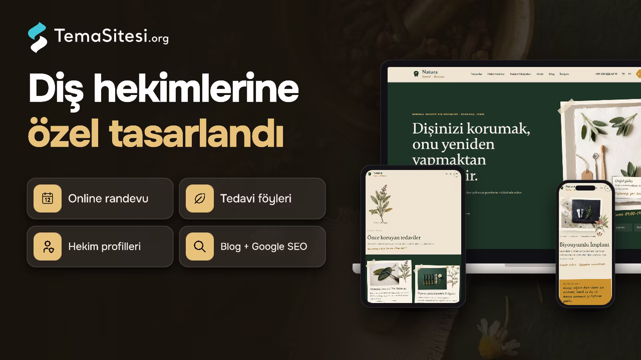 Natura Dental - Minimal İnvaziv Diş Kliniği Web Sitesi Teması